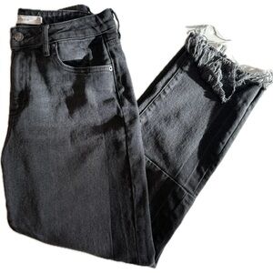 HIDDEN Jeans- Tone on tone black- frayed hem crop jeans- W 28